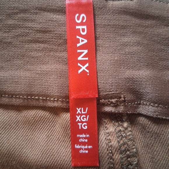 SPANX Stretch Twill Ankle Cargo Pants Women's XL Brown Honey Glow High-Rise - Picture 4 of 16